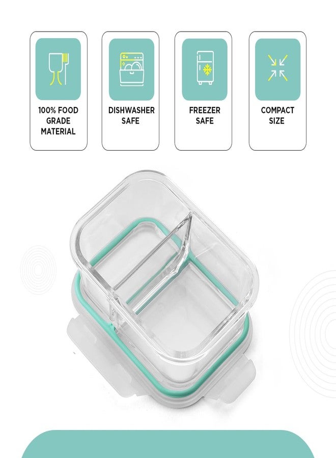 SOPL-OLIVEWARE علبة غداء بينتو من أوليفوير إيليت، مصنوعة من الزجاج الطبيعي، آمنة للاستخدام في الميكروويف، مع مجموعة من قسمين | حاويات محكمة الإغلاق بقفل أمان (600 مل) - Image 3